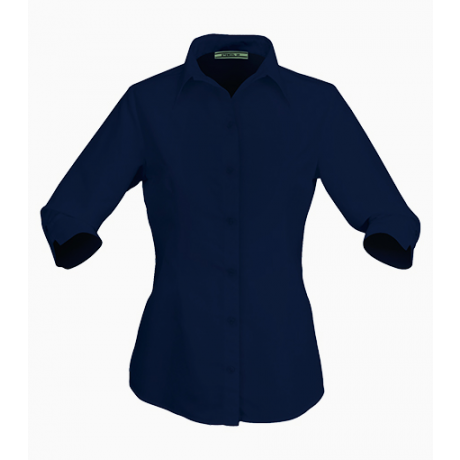 Essential Ladies' 3/4 Sleeve Eco-Friendly Cotton Blend Shirt with UPF 50+