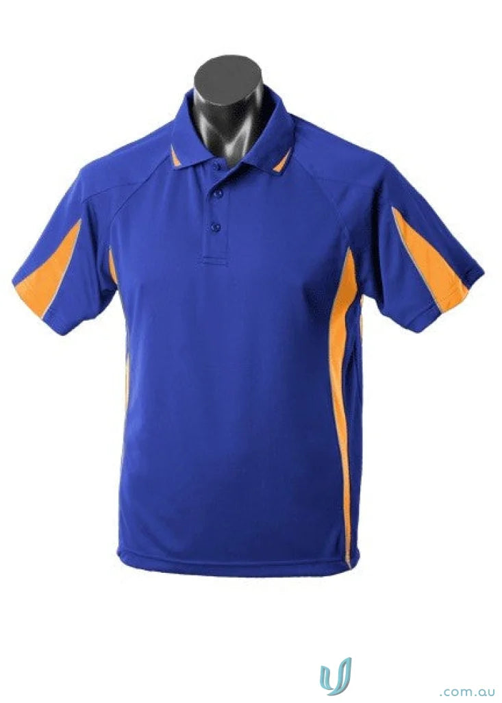 Blue and orange Eureka Polo shirt perfect for work uniforms and casual wear
