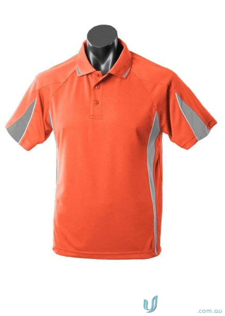 Orange Eureka Polo shirt with gray accents, perfect for work uniforms or casual workwear