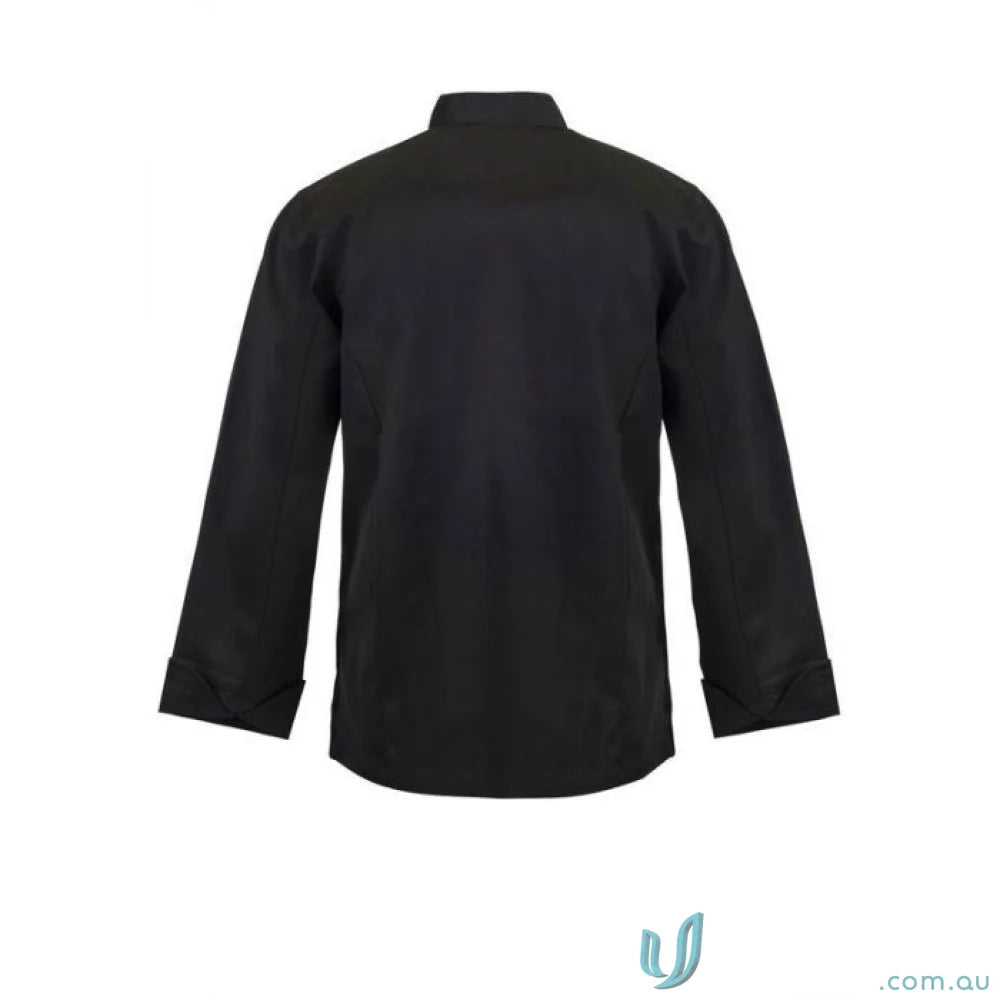 Black martial arts uniform jacket with press studs for executive chef stay cool style