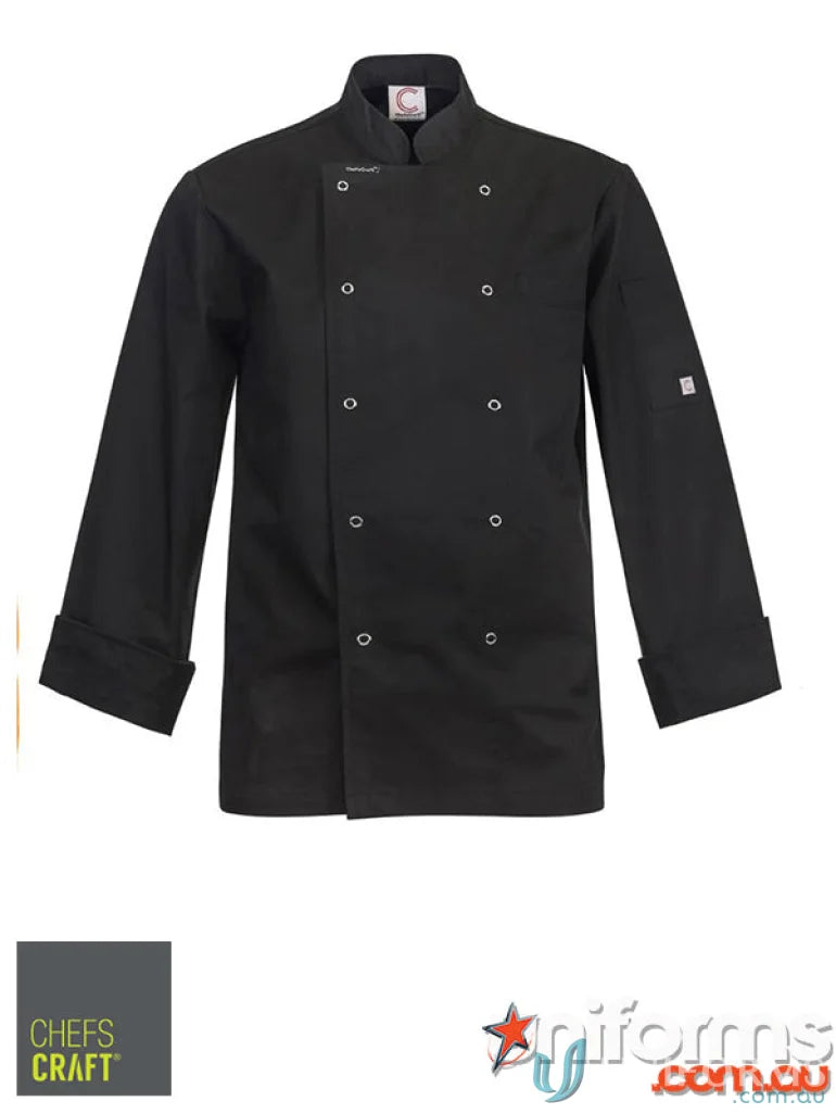 Black press stud chef jacket from Executive L/S Chef Press Stud Uniforms Workwear
