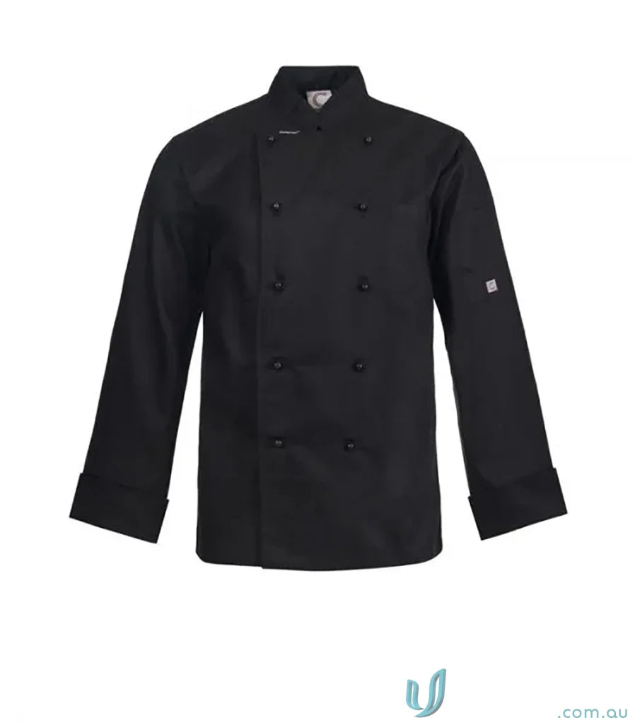 Black chef’s jacket CJ048 from Workcraft Executive Lightweight LS Chef Jacket collection
