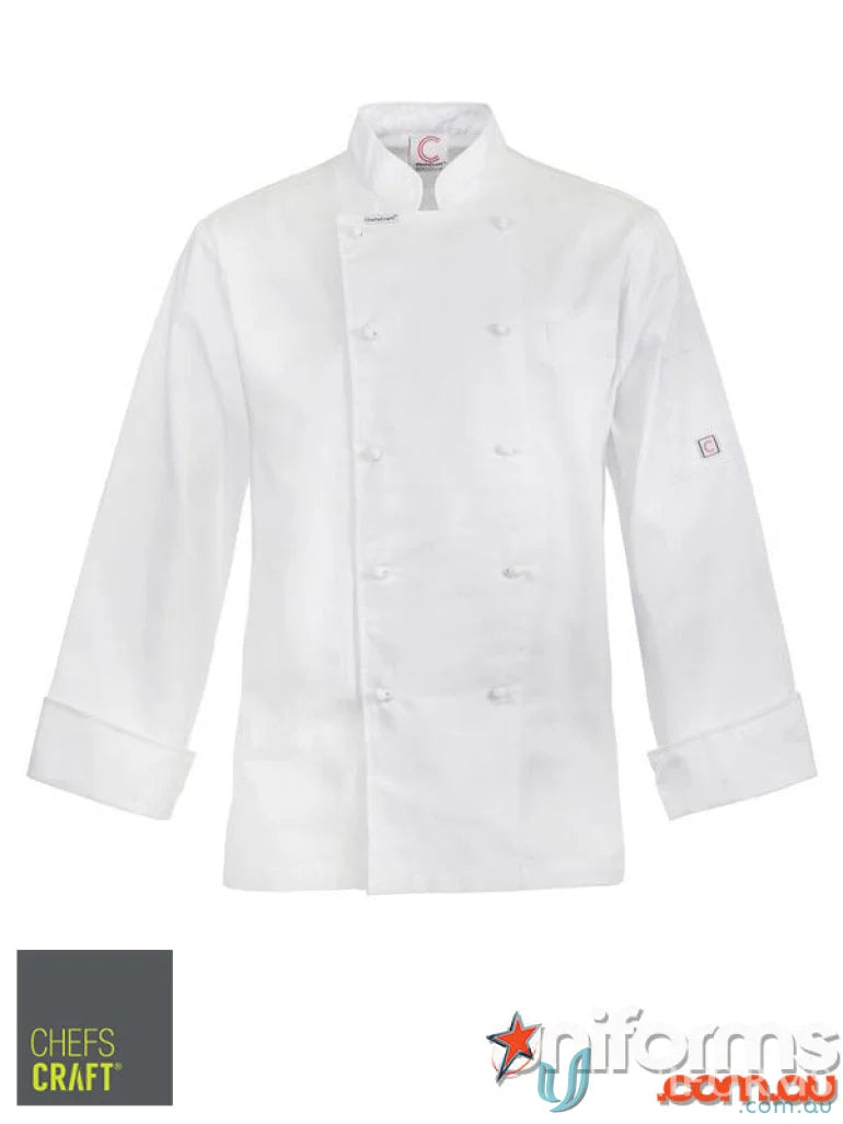 White chef’s jacket from Workcraft Executive Lightweight LS Chef Jacket collection, style cj048