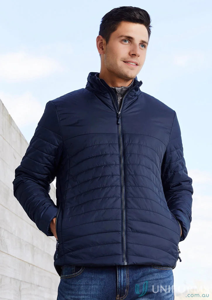 Navy blue puffer jacket from Expedition Jacket J750M, stay warm in collection mens expedition