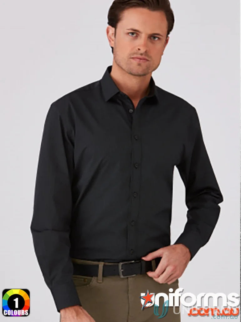 Expresso Mens LS Shirt in black cotton, perfect mens cotton shirt for casual style