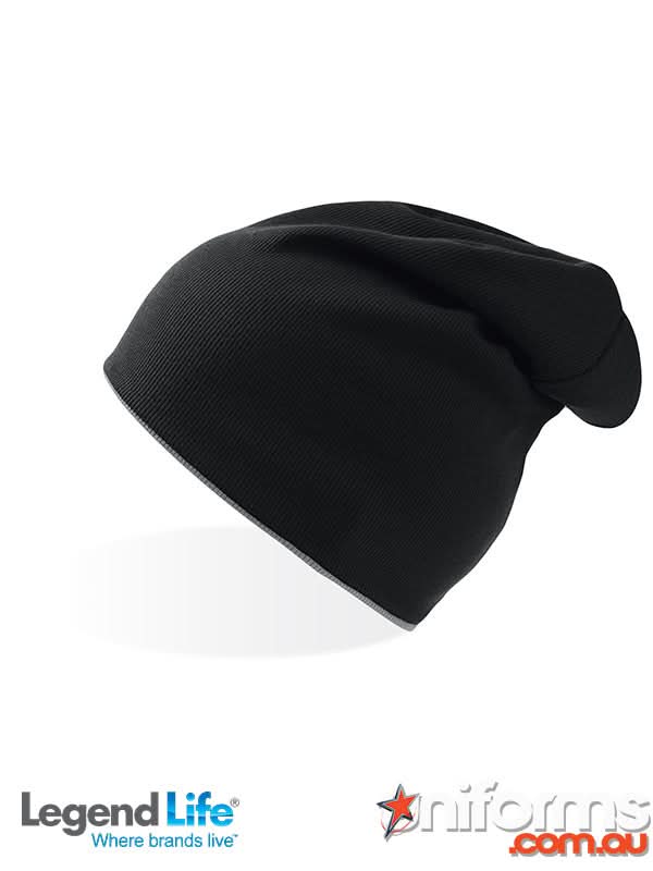 Black knit beanie from Extreme Beanie, perfect for marketing info sheets and product details