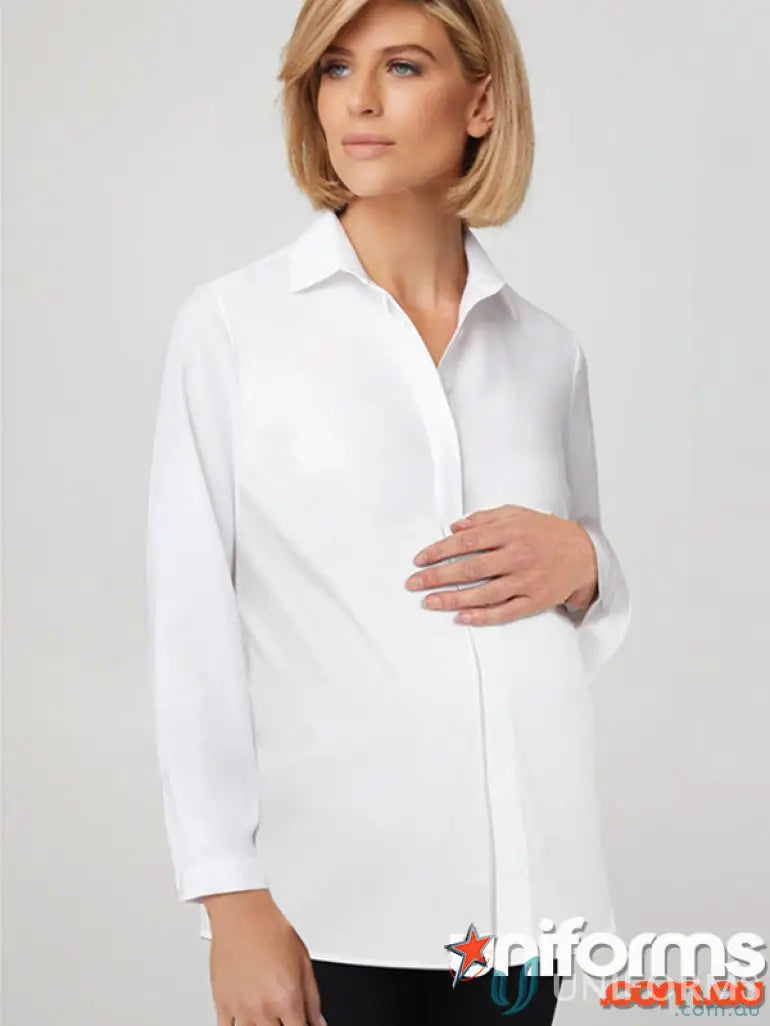 White Ezylin Maternity Top from City Collection Ezylin with a beautifully shaped hemline