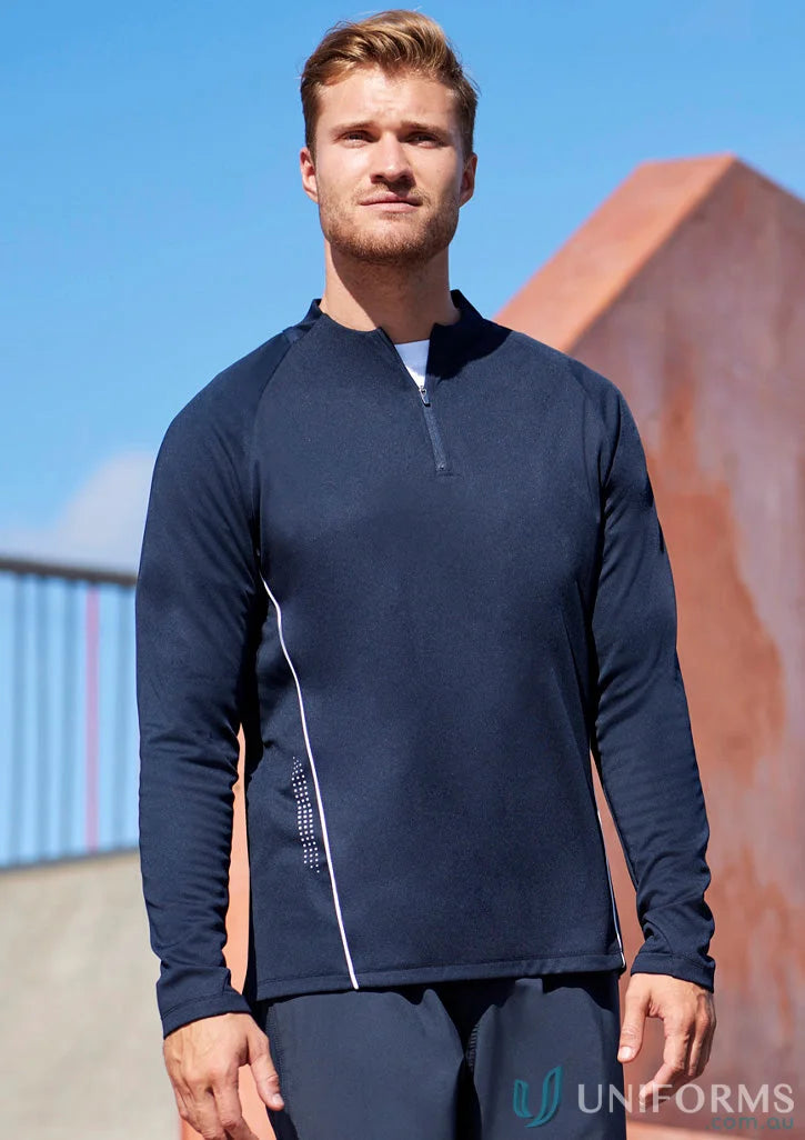 Navy blue long-sleeved athletic shirt from Biz Collection Unisex SW225M Unisex Balance Mid