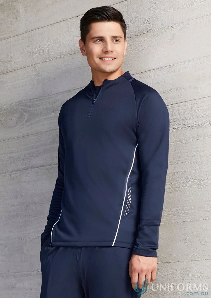 Navy blue long-sleeved athletic shirt from Biz Collection Unisex SW225M Unisex Balance Mid Top