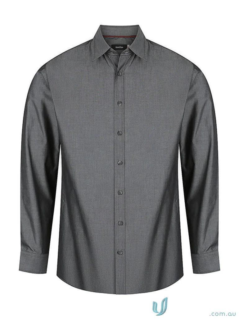 Gray long-sleeved Felix Long Sleeve Shirt made from easy-care fabric for men’s style
