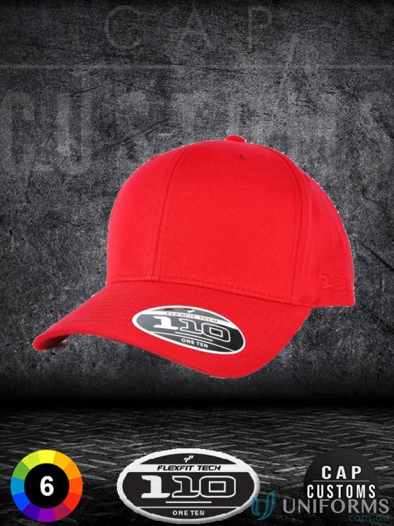 Red baseball cap from Flexfit with branding that keeps you cool and dry