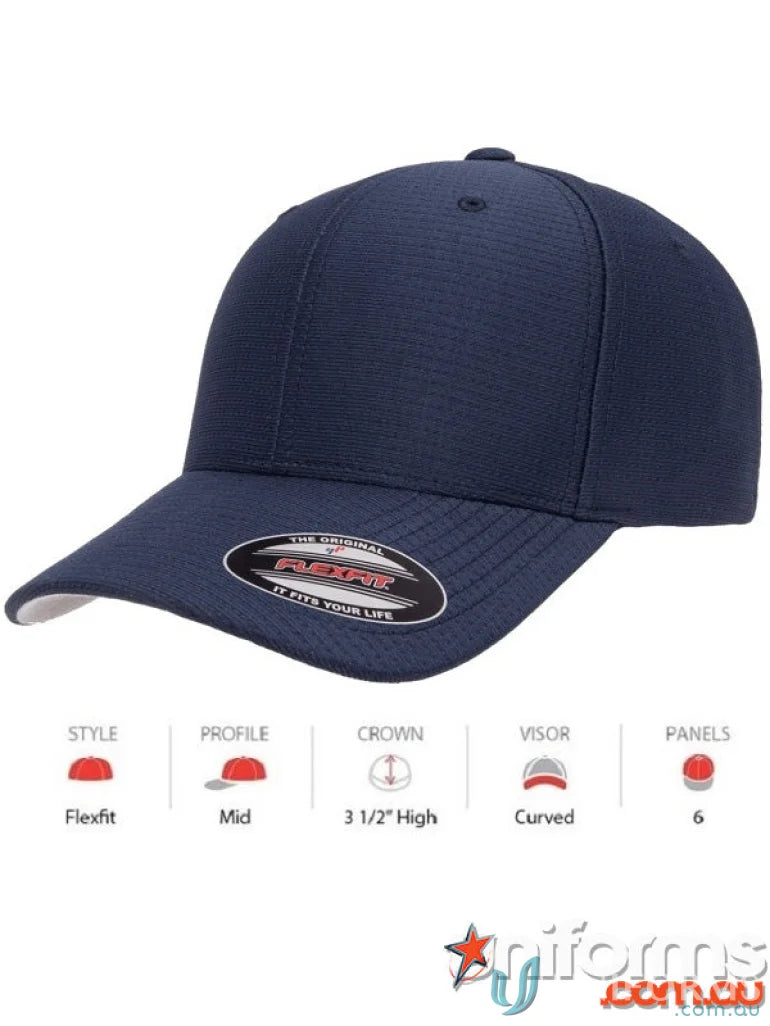 Navy blue Flexfit Cool Dry baseball cap perfect for uniforms and workwear gear