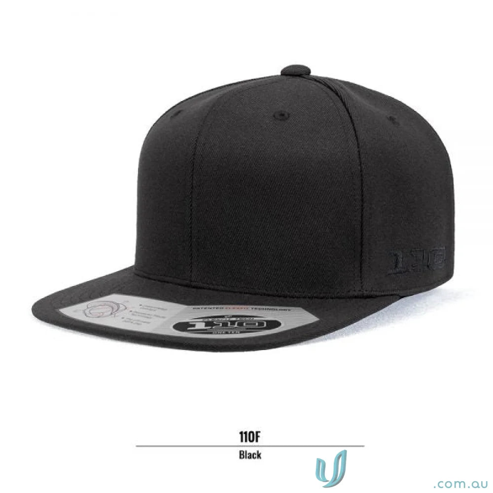 Black flat peak baseball cap from Flexfit for casual uniforms and workwear style