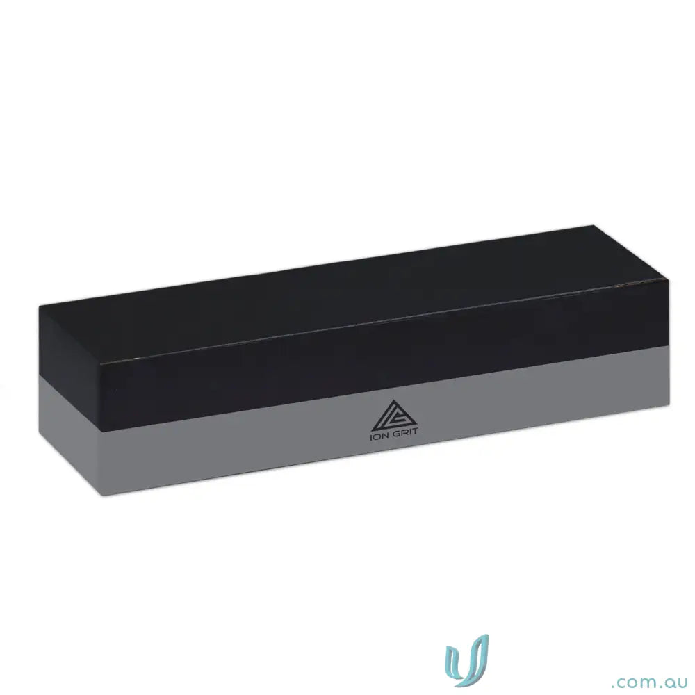 Two-toned sharpening stone with black top and gray base for workwear and magnetic base use