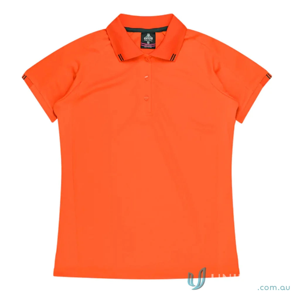 Orange polo shirt from Flinders Polo, great for casual uniforms and workwear
