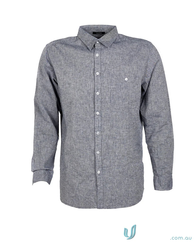 Gray long-sleeved Floyd LS Linen Cotton Shirt for w71 Men’s Floyd collection
