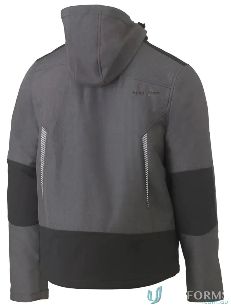 Flx & Move Shield Jacket with waterproof rating, abrasion-resistant panels, and hood