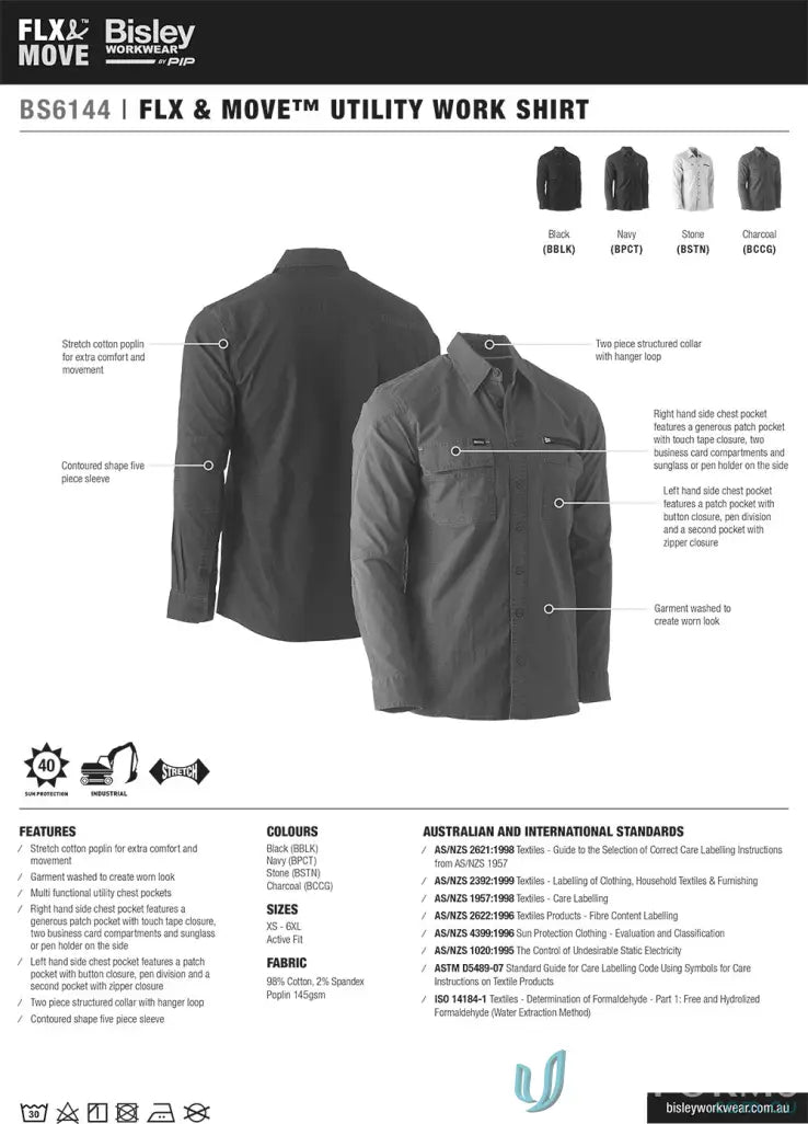 Flx & Move Utility Work Shirt with multiple pockets and active fit for ultimate utility work