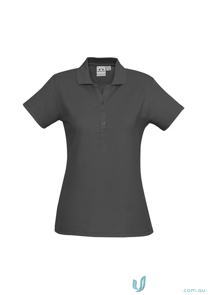 Charcoal women’s polo shirt from FMV EMB Ladies SS Polo, perfect for modern work uniforms