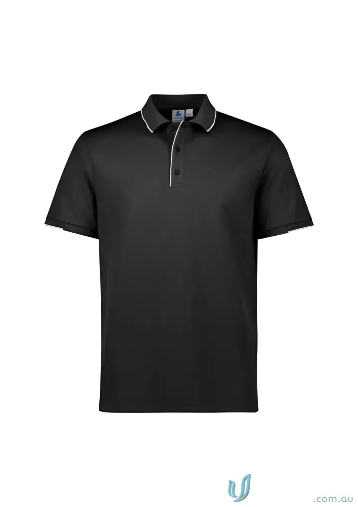 Black Focus Polo shirt with white trim from Biz Collection for a professional look