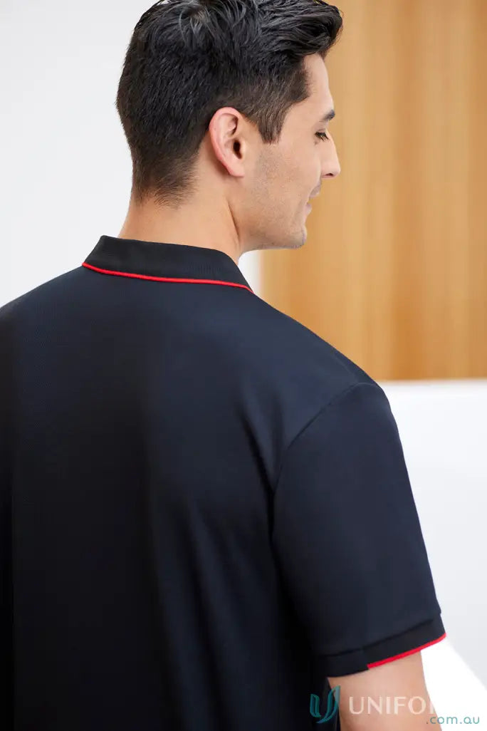 Focus Polo navy polo shirt with red trim from Biz Collection for a professional look