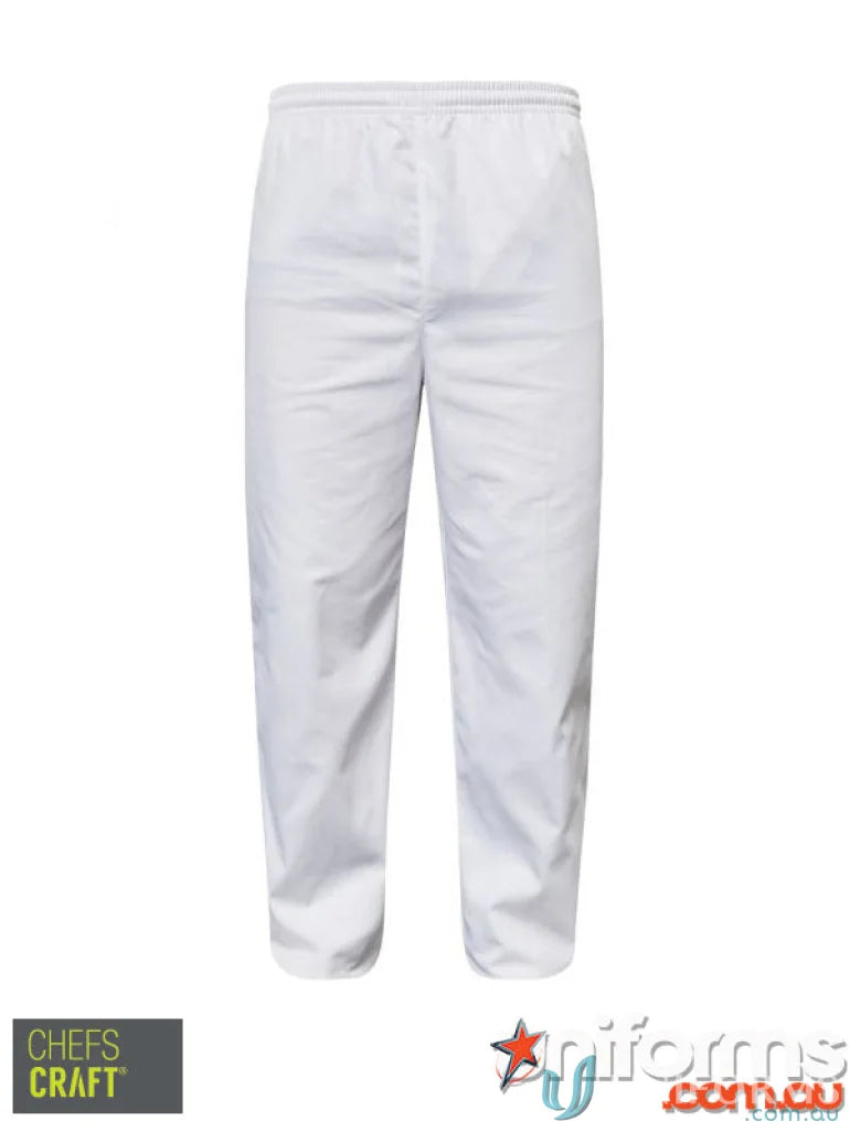 Food industry elastic white pant with drawstring for chef comfort and style