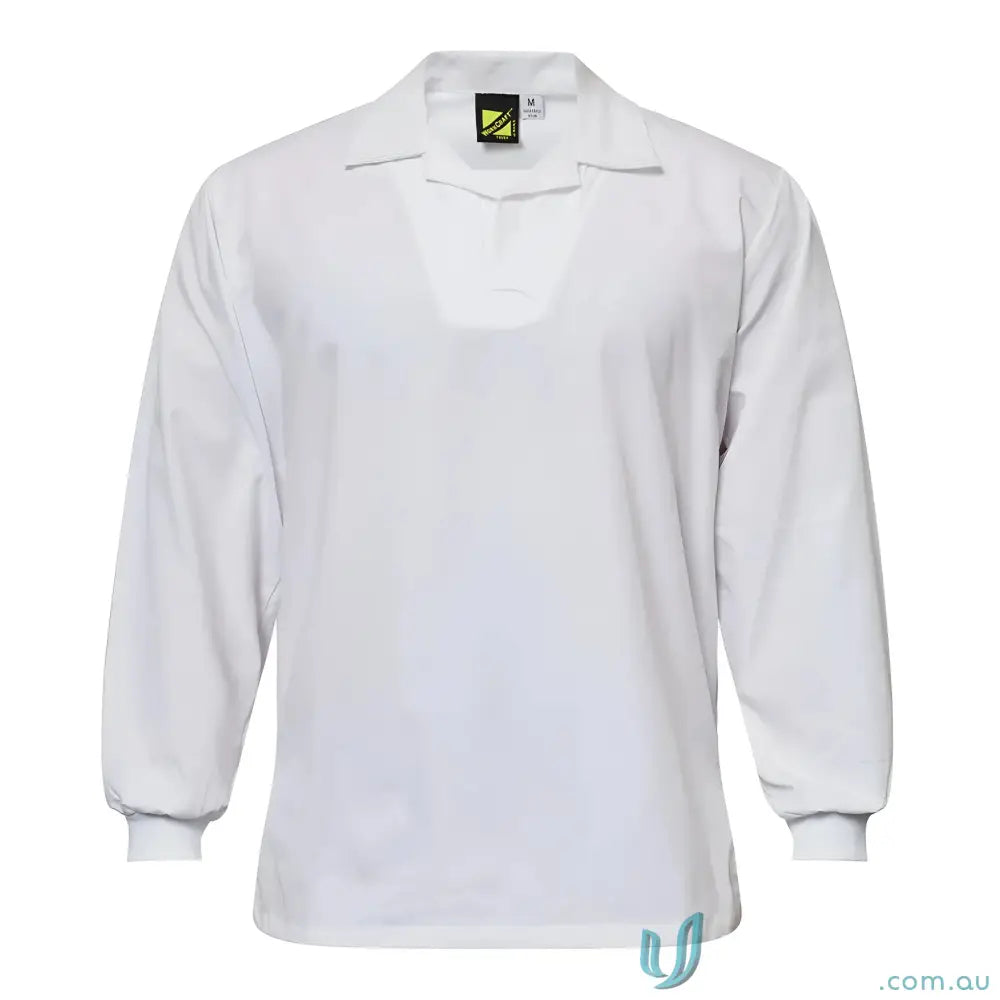 White long-sleeved Food Industry Jac Shirt Modesty perfect for workcraft food industry gear