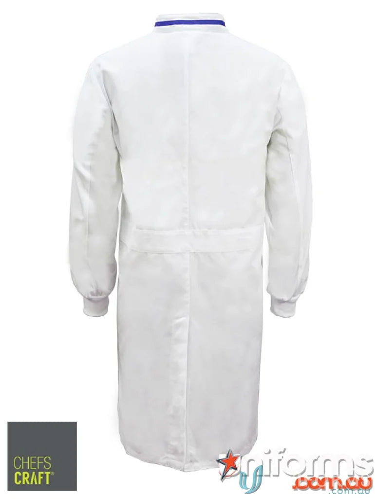 Food Industry Long Length Dustcoat with fabric blend cuffs and contrast trim for safety
