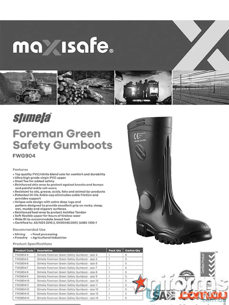 Black safety gumboot with ankle support from Foreman Green Gumboots workwear line