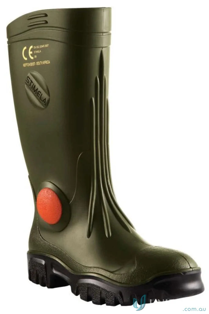 Green rubber work boot with ankle support from Foreman Green Gumboots perfect for workwear