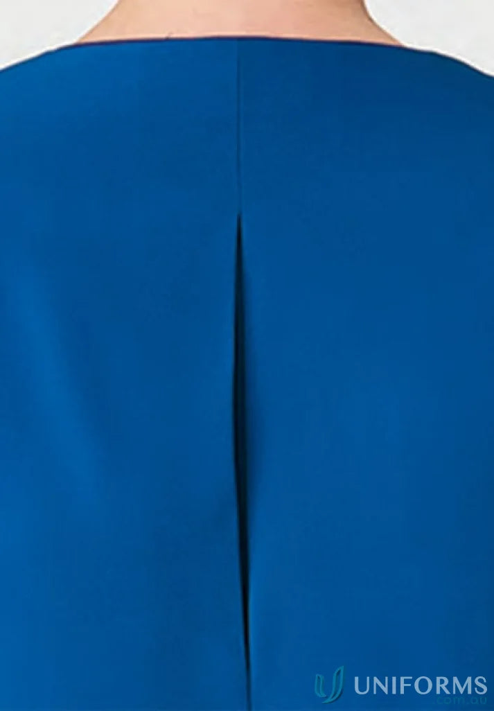 Blue fabric with a central pleat from the fabulous city collection in the Four Way Stretch Tunic