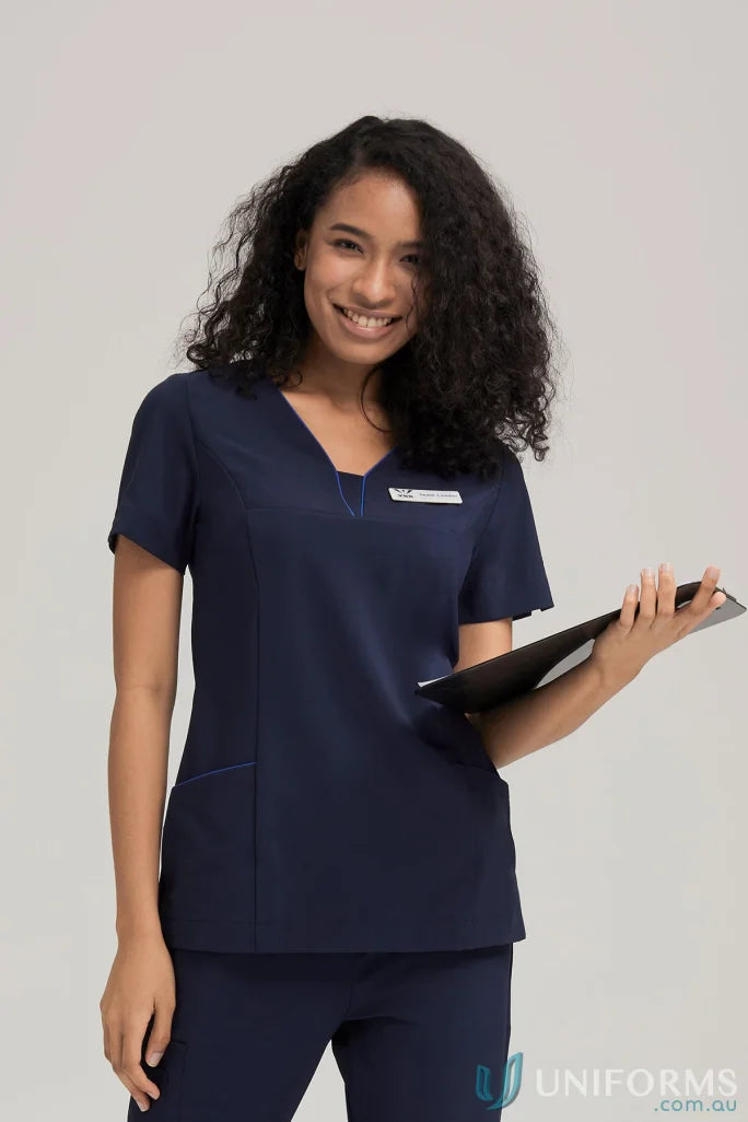 Navy blue medical scrubs from the Fabulous City Collection, perfect for comfy work days