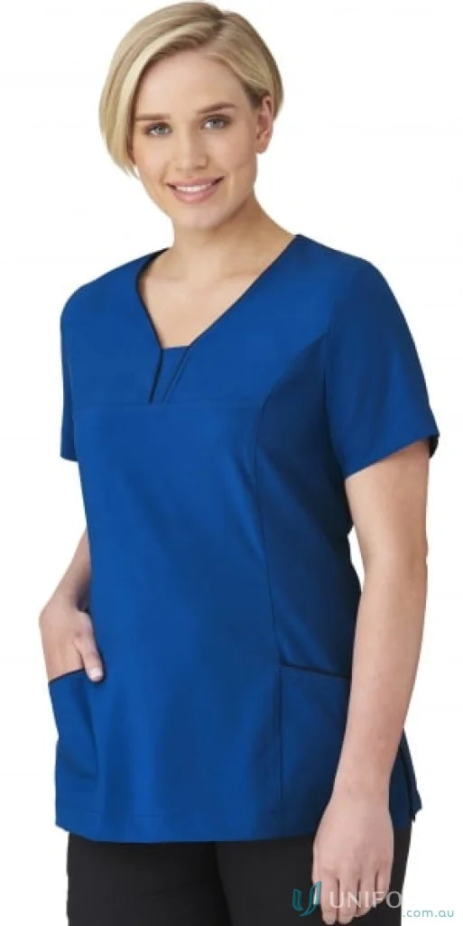 Blue medical scrub top from the fabulous city collection by Four Way Stretch Tunic