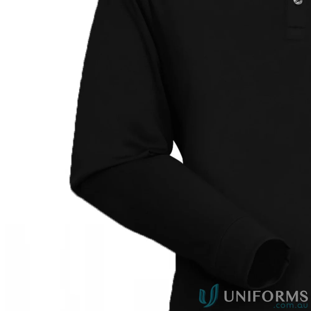 Black long-sleeved shirt from Freshen LS Polo with unmatched comfort for workwear and uniforms