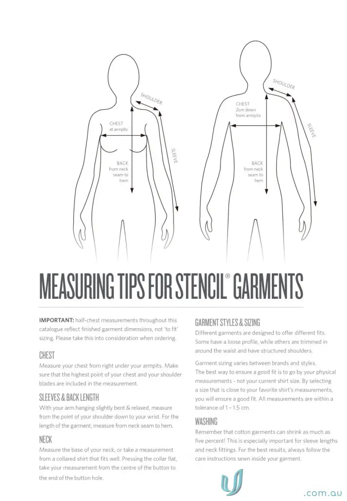 Garment measuring guide for Freshen Polo workwear offering unmatched comfort for uniforms