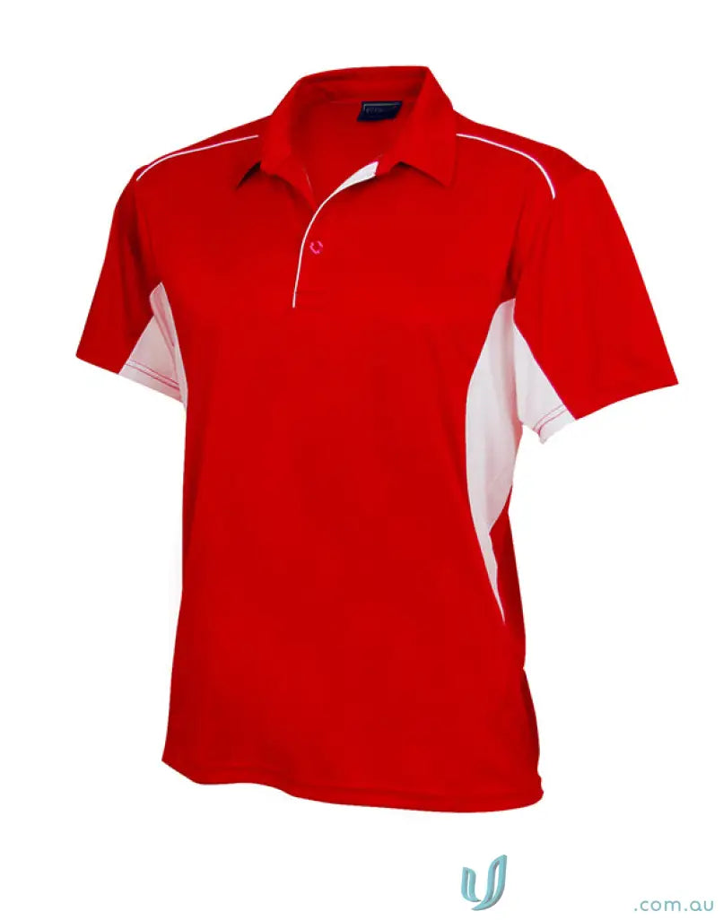 Red and white Freshen Polo shirt for unmatched comfort in uniforms and workwear