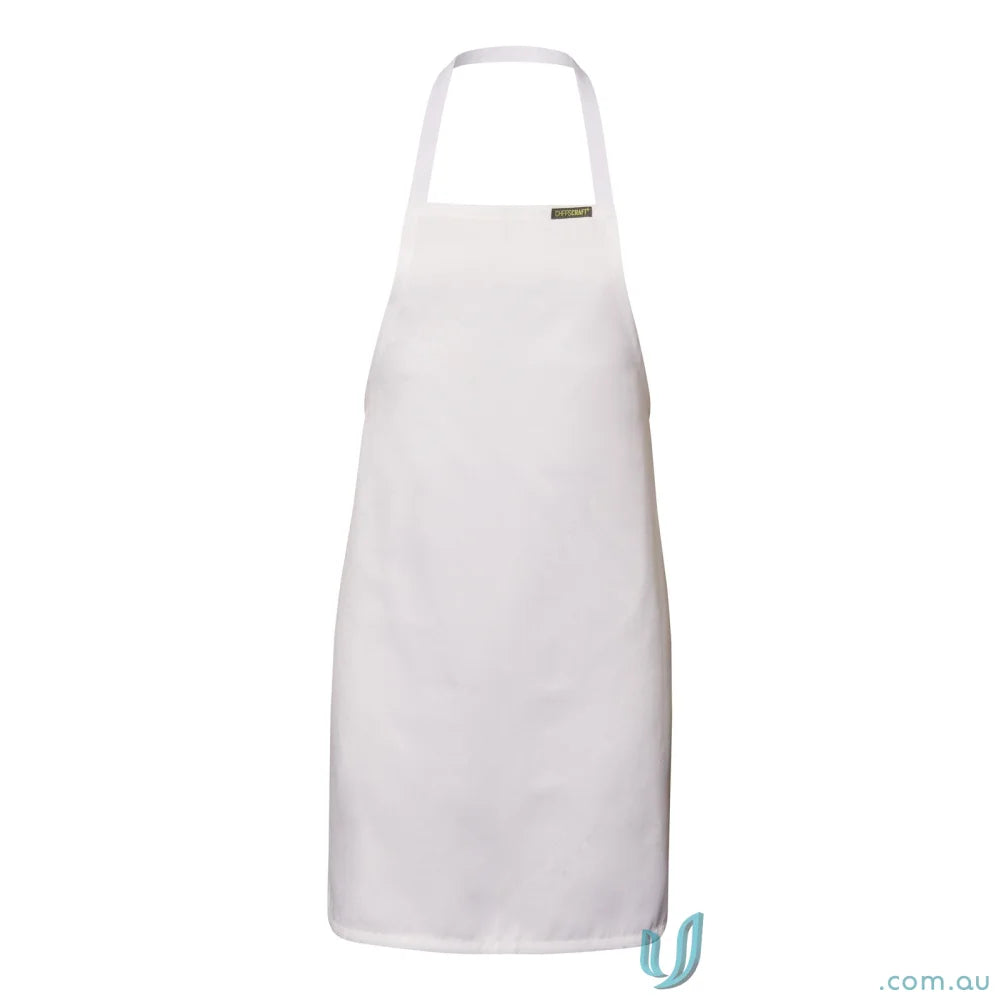 Plain white Full Bib Apron with adjustable neck strap, perfect for reliable workwear uniforms