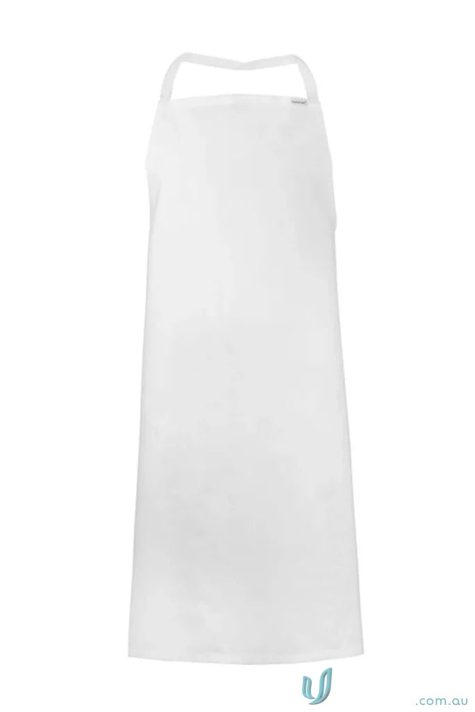 White kitchen apron perfect for cafe crews and kitchen hands, full bib apron style