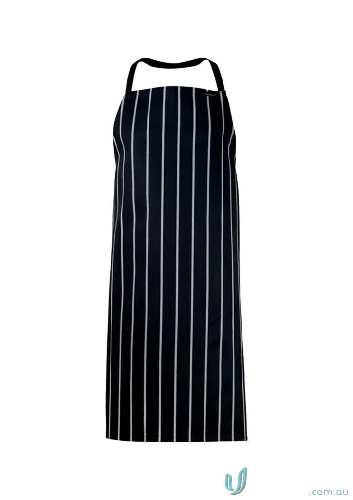 Navy and white striped Full Bib Cafe Stripe Apron with herringbone tape ties