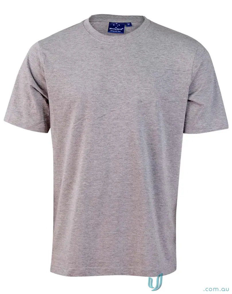 Gray crew-neck t-shirt made with soft combed cotton, perfect for uniforms and workwear