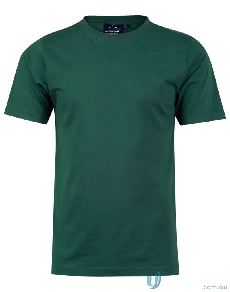 Green crew-neck T-shirt made of combed cotton perfect for kids workwear or uniforms