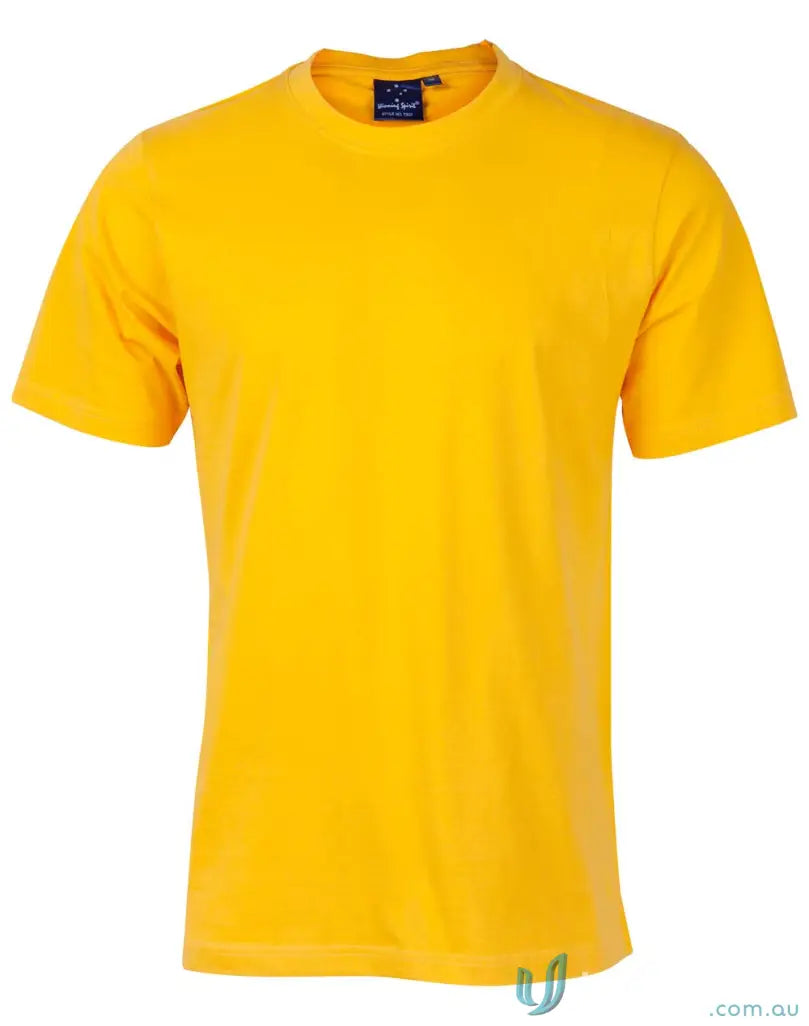 Yellow short-sleeved T-shirt made of combed cotton for kids, great for uniforms and workwear