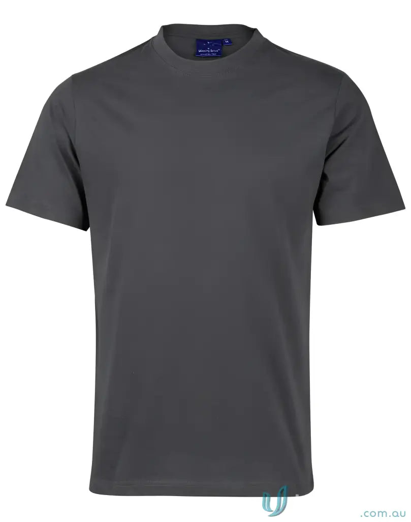 Gray short-sleeved tee made of combed cotton, perfect for uniforms or workwear