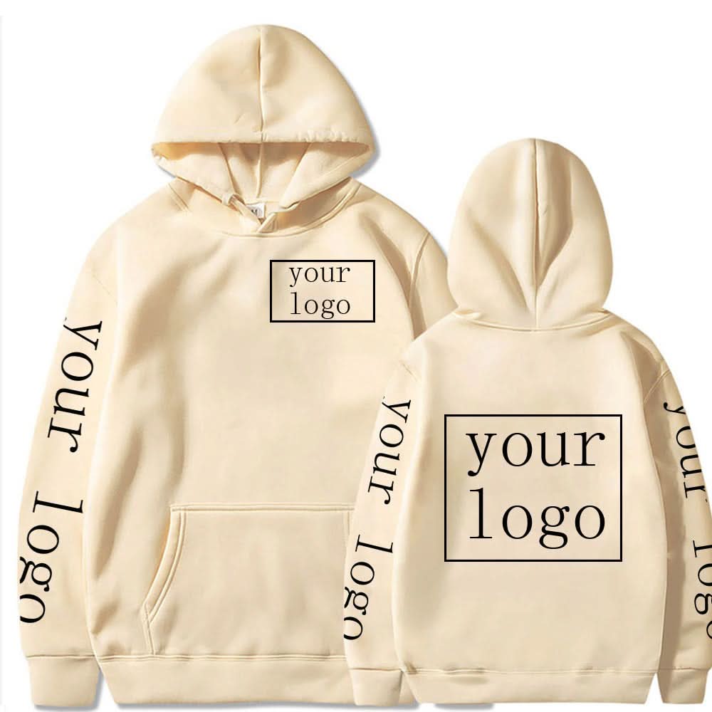 Beige Custom Hoodie with Logo Placement for Uniforms and Workwear Style