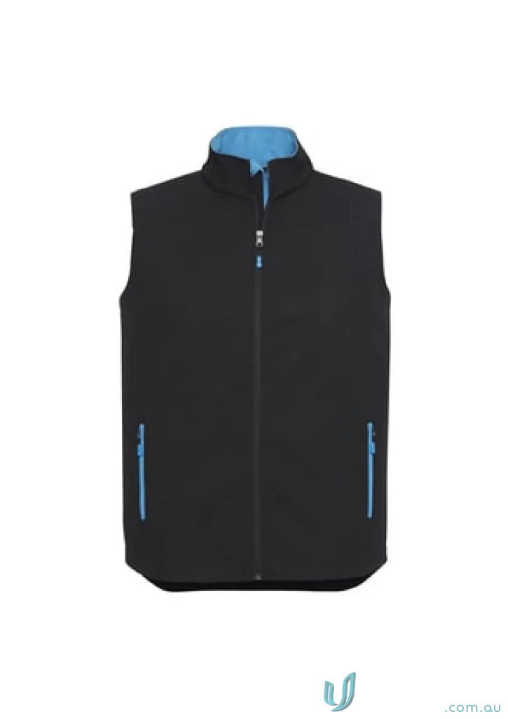 Black and blue Geneva Softshell Vest from J404M Collection Men’s for Biz Collection Men’s