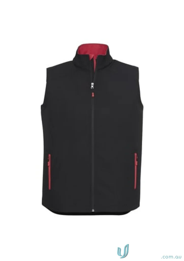 Black and red Geneva Softshell Vest from J404M Collection Men’s in Biz Collection Men’s