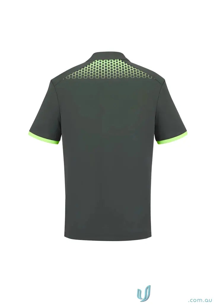 Gray short sleeve polo with neon green accents, part of the Galaxy Short Sleeve collection p900ms