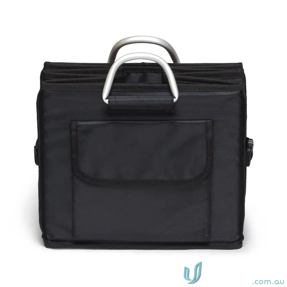 Black collapsible boot organiser with removable lid and aluminum handles for uniforms