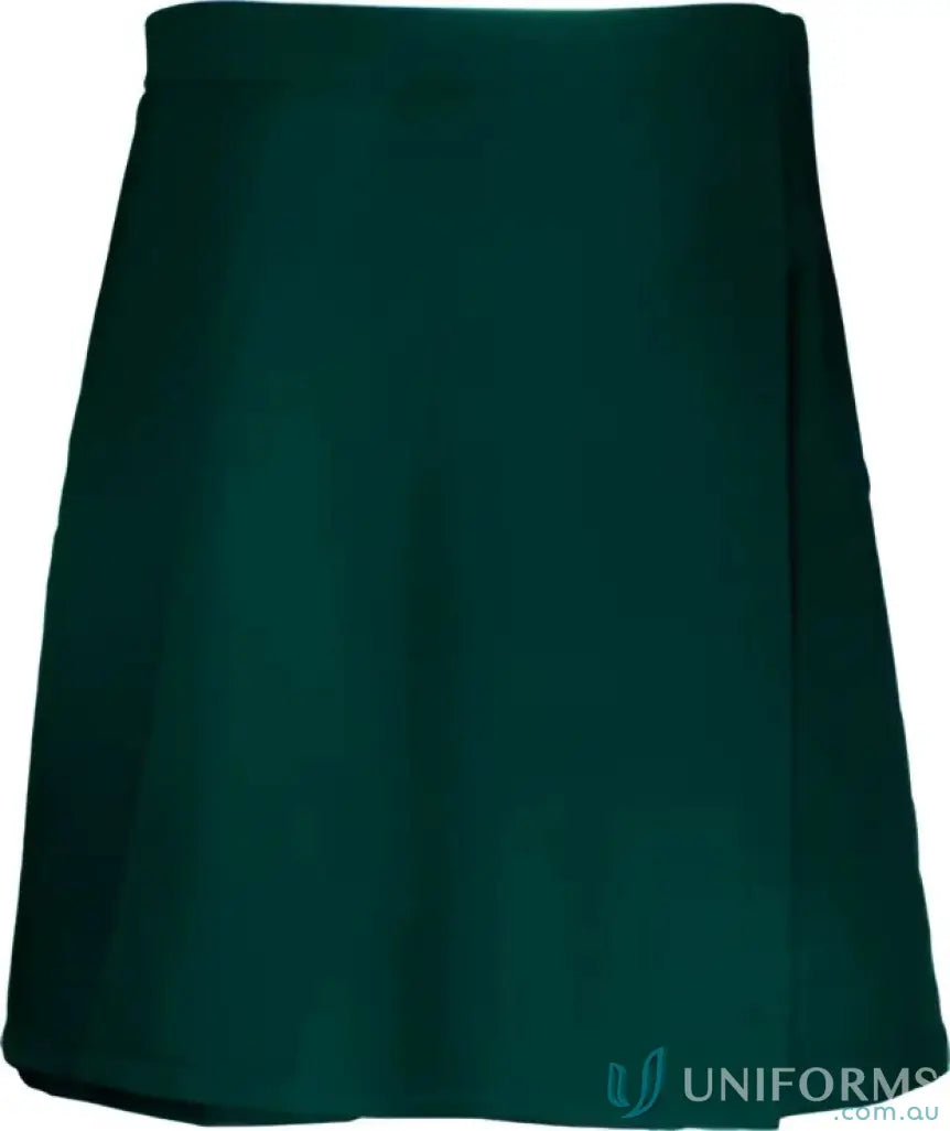 Dark green girls school skort, knee-length A-line style perfect for school days