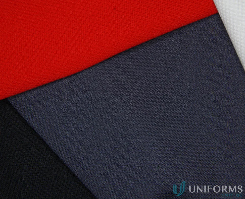 Overlapping textured fabrics from Glacier S/S Polos, perfect for work uniforms or workwear
